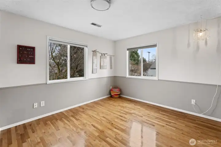 beautiful, refinished hardwood floors in upper 3 bedrooms