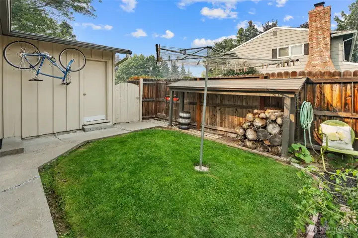 rear access to garage and gate to front of home