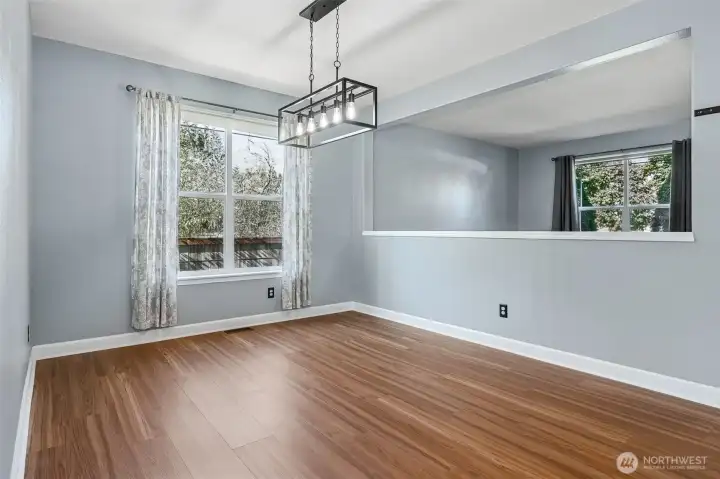 Dining room with new beautiful and durable LVP