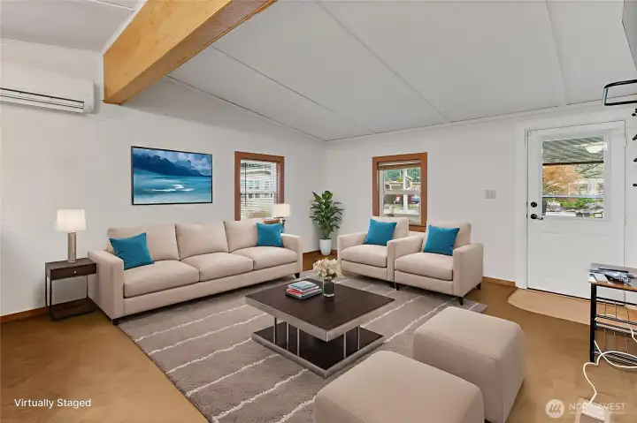 Living room virtually staged.