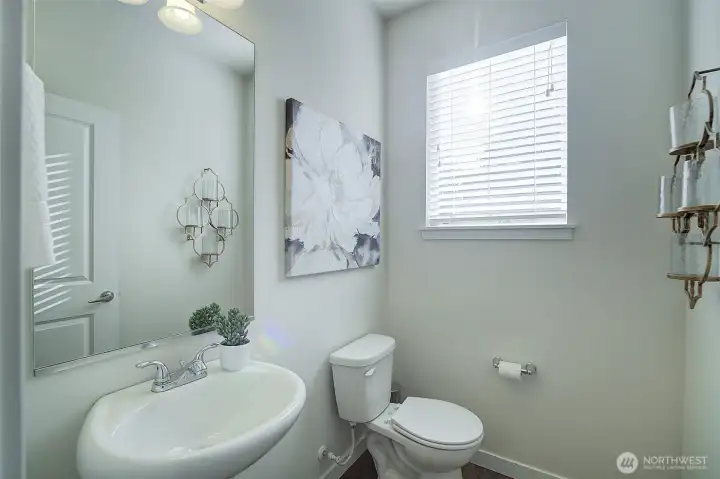 Convenient powder room on main floor