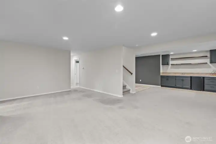 Large finished basement with endless possibilities.