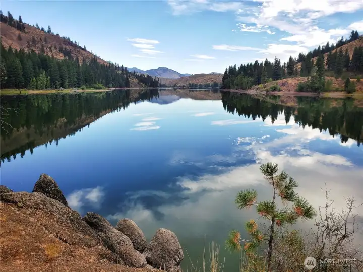 Patterson Lake view from the swimming area. Accessible from Pine Forest!