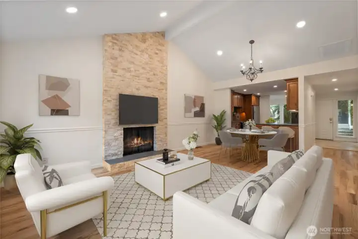 Virtually staged Living room on the main floor
