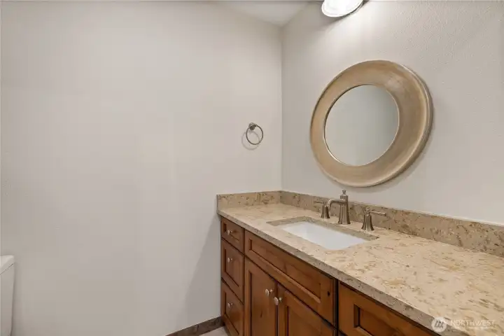 Tons of counter space in the newlt remodeled primary bathroom