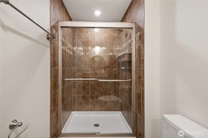 Shower in the primary bathroom