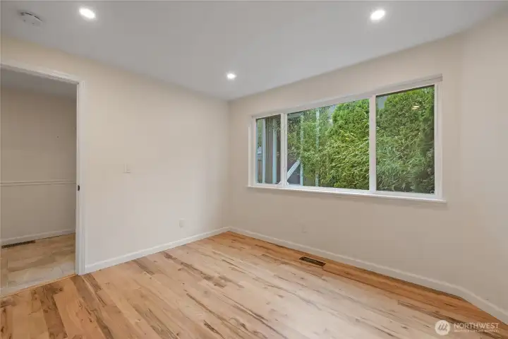 2nd bedroom with views of the private courtyard