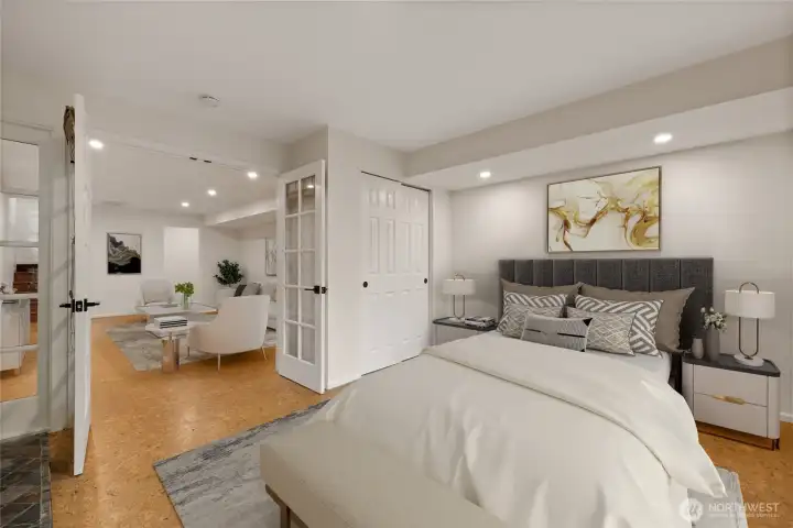 The 4th, virtually staged bedroom has a fireplace in it