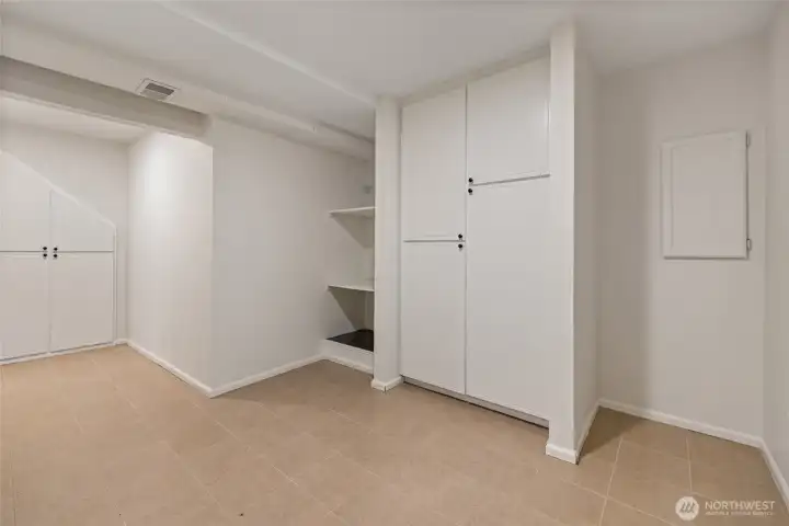 Cabinets galore in this craft room