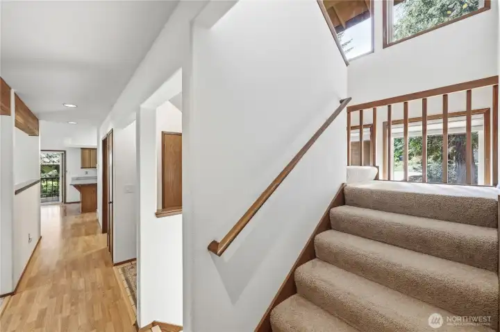 Going up the stairs to the loft....