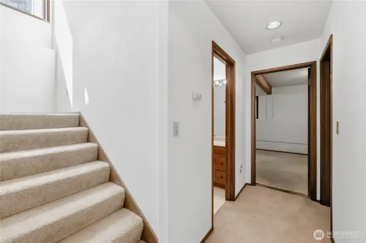 Moving down hall to bedroom, bathroom, and extra room.