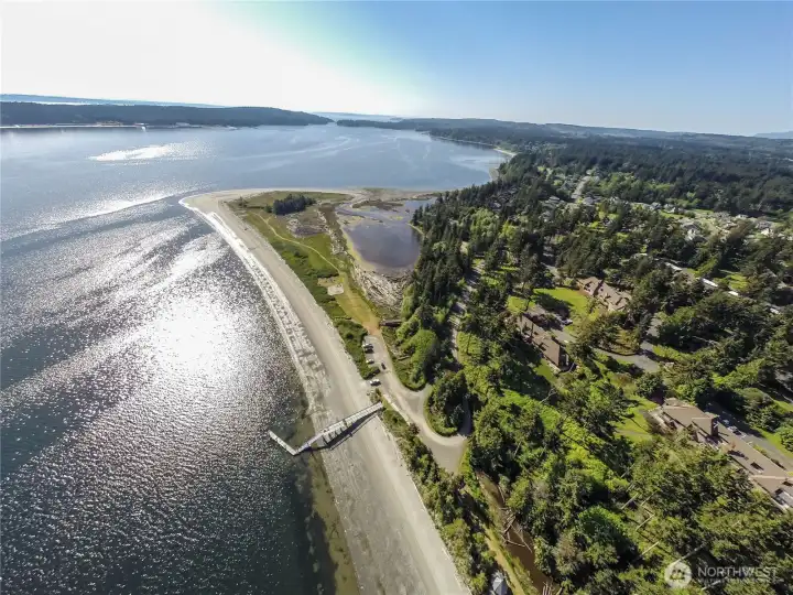 Overview of the wonderful flat, sandy private Kala Point beach.