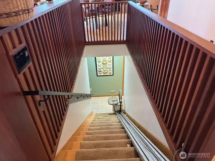 Stairway chair lift for easy access.