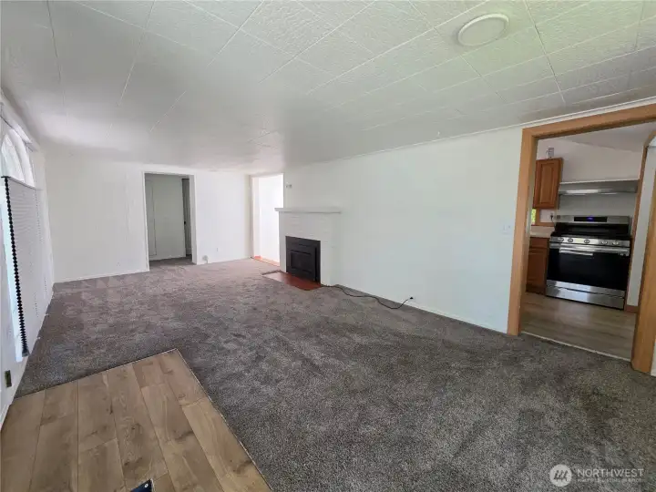 Living room with gas fire place