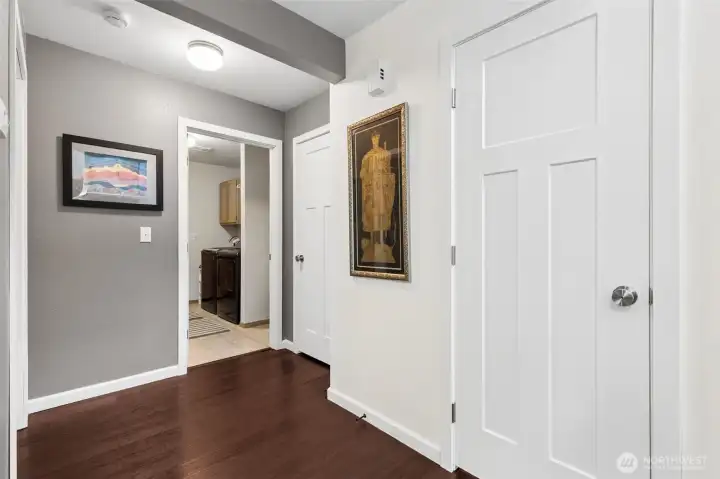 The upgraded white painted door and trim package along with the long list of other improvements, create a "better than new" feel. The large laundry/utility room beyond leads to the garage. The upgraded white painted door and trim package along with the long list of other improvements, create a "better than new" feel. The large laundry/utility room beyond leads to the garage.