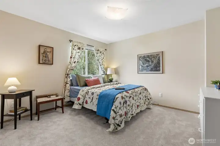 The largest of the two upper bedrooms provides loads of possibilities for any household member or guest, or use as a media space, den, library or more. The largest of the two upper bedrooms provides loads of possibilities for any household member or guest, or use as a media space, den, library or more.