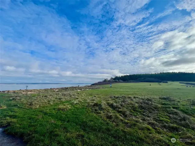 A view of the straits from North Beach and the Western Pastures of Fort Worden