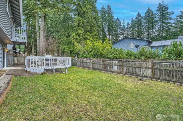 Large fully fenced backyard.