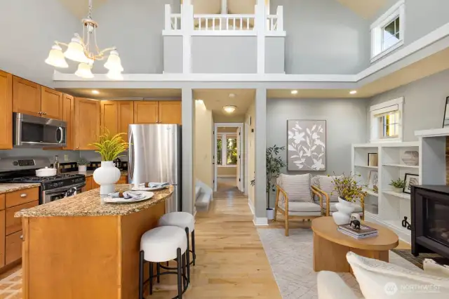 High ceilings, plenty of window, plenty of light give this small home plenty of big feels