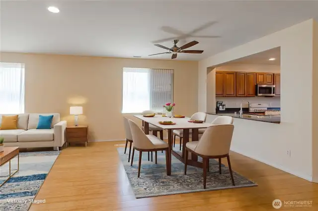 Here is a photo to give you an idea of the home with furniture.  There is enough room in the dining room for the largest of gatherings.