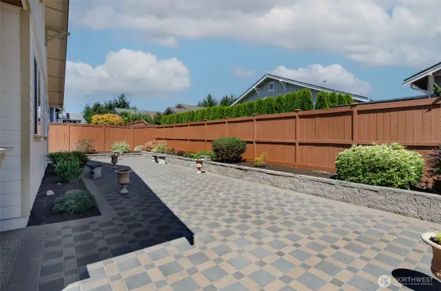 Another view of the back patio area.  Back yard has it's own sprinkler system for easy care living.