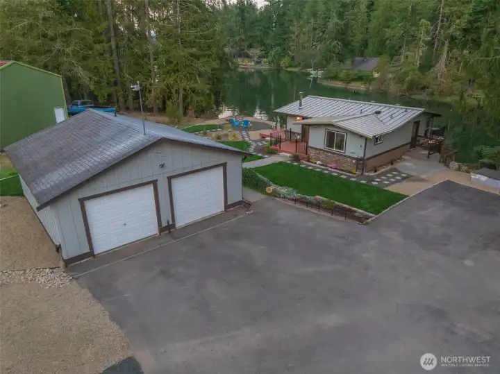 Great detached garage with a office inside. Look at all of this parking for RV's, boats and vehicles