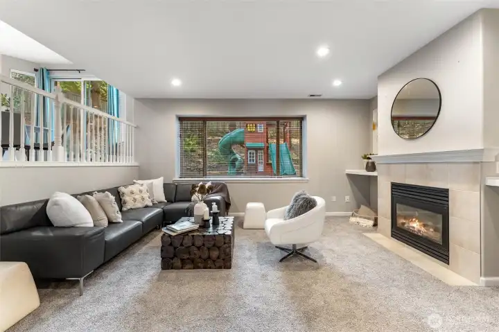 Family room with gas fireplace