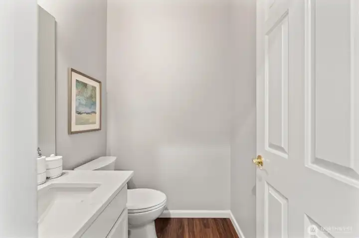 Powder room off family room