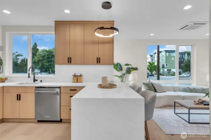 This multiple cooks, multi visitors design makes this kitchen the heart and soul of this home.
