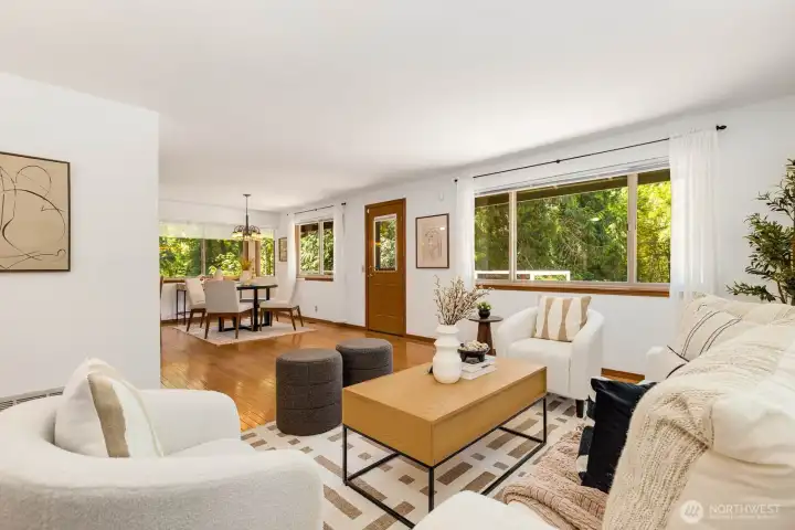 Deck access right off the dining room/kitchen is perfect for entertaining your guests for indoor or outdoor festivities