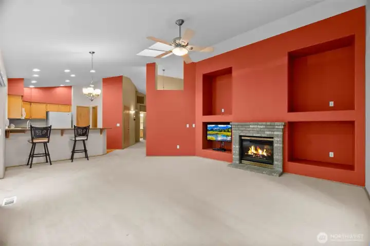 view of great room look toward kitchen.