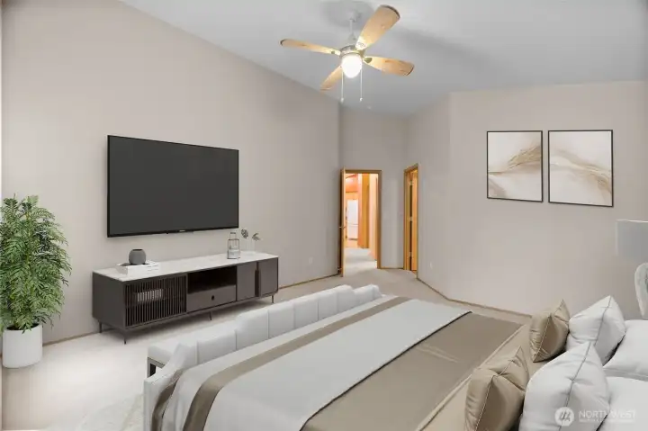 primary bedroom virtually staged