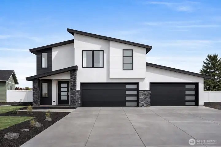 AI Generated Rendering from Architectural Rendering - House will be similar to image. Modern new construction by Del Rancho Custom Homes LLC in the desirable Cove West community of Moses Lake!