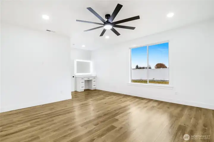 Primary suite example highlighting clean design, natural light, and a spacious layout. Designed to create a comfortable and private retreat within the home.