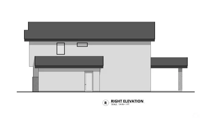 Additional elevation view illustrating the home’s clean modern lines and cohesive exterior design. Pre-sale stage offers buyers the opportunity to influence final selections and finishes.
