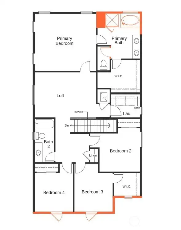 Second floor layout, not built home