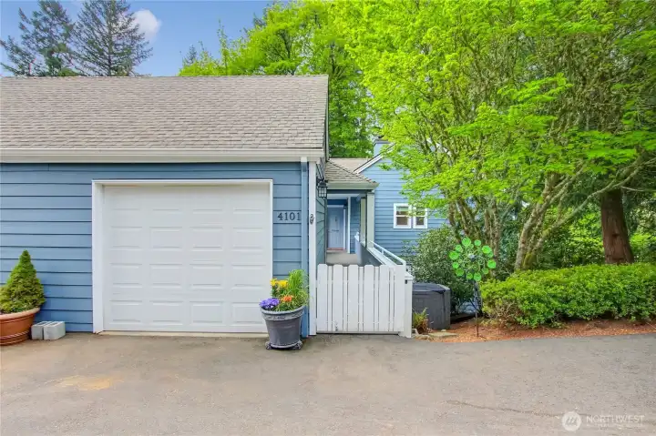 Private corner unit surrounded by nature and trees. Gate enclosure for privacy or pet.