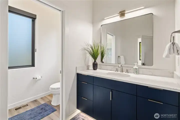 The second guest bathroom on the second level.