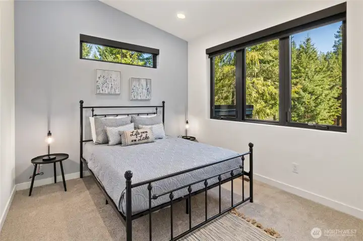 One of three bedrooms on the second level.