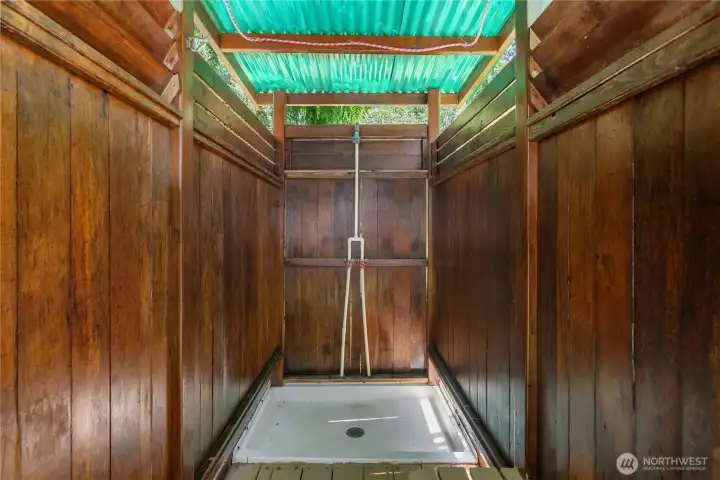 Outdoor shower.