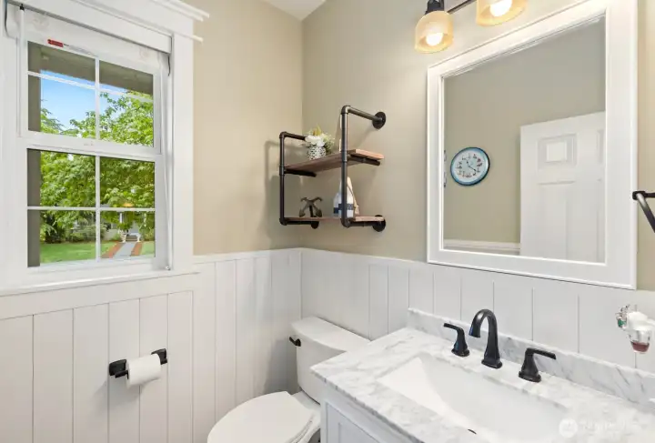 Downstairs powder room. Downstairs powder room.