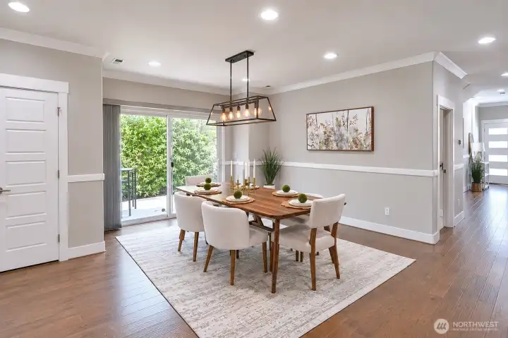Dining space conveniently located adjacent to the kitchen and living areas. Dining space conveniently located adjacent to the kitchen and living areas.
