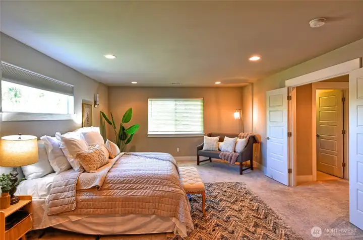 Spacious with room for a sitting area.