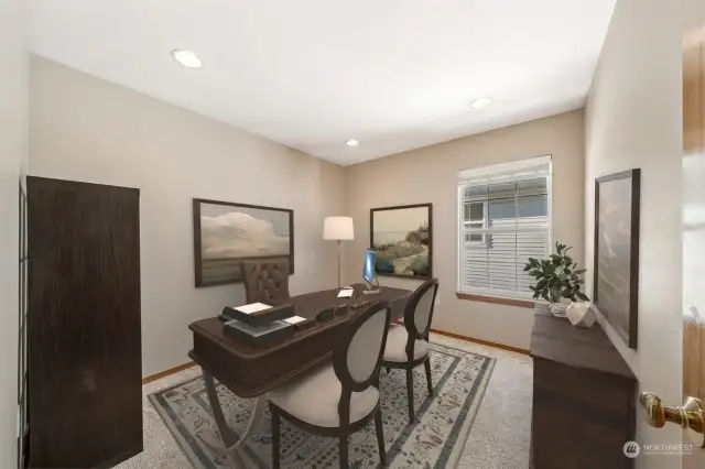 Bonus room could be used as an office or 3rd bedroom (no closet). Virtually staged.