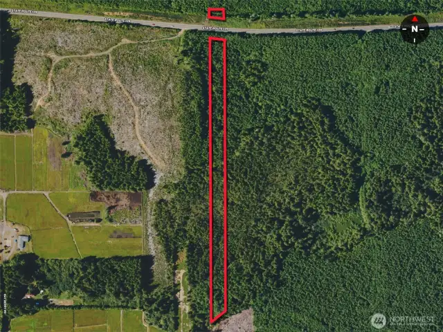 Overhead view with approximate boundaries in red.