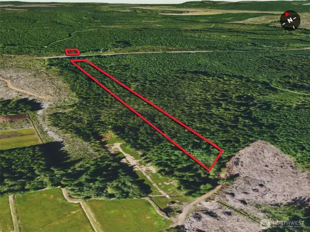 Overhead view with approximate boundaries in red.