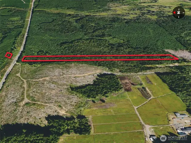 Overhead view with approximate boundaries in red.