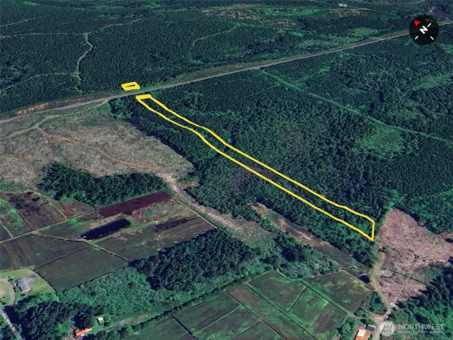 Overhead view with approximate boundaries in yellow.