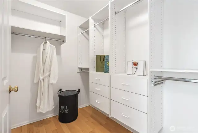 Primary walk-in closet with built-ins.
