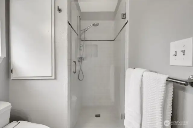 Walk in shower in primary bathroom